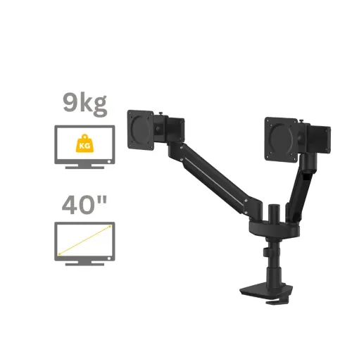 Bras porte-&eacute;cran Top Mount Tallo compact - Double - Noir - Fellowes 