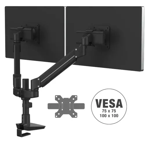 Bras porte-&eacute;cran Top Mount Tallo compact - Double - Noir - Fellowes 