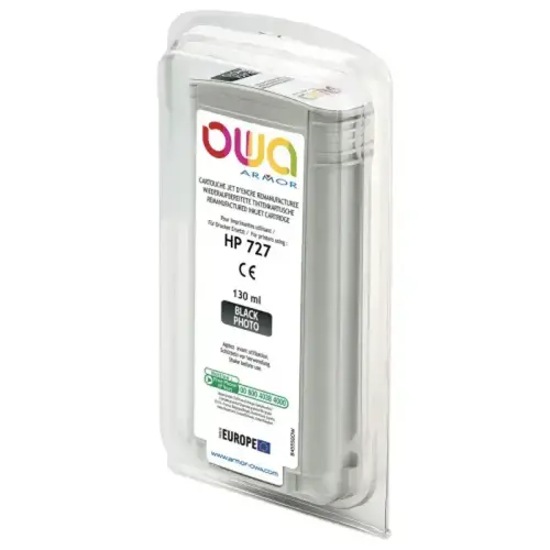 Cartouche équivalent HP pour traceurs 727 130 ml - Noir photo - Owa