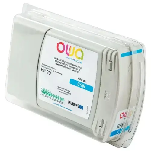 Cartouche B45122OW OWA pour traceurs compatible HP 90 400 ml - Cyan