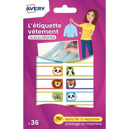 30 paquets 36 étiquettes vêtements autocollantes - motifs animaux