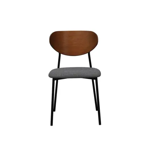2 Chaises AMIO - Assise tissu et dossier noyer - Livr&eacute;es mont&eacute;es 