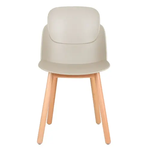 2 Chaises TULIPE - Coque beige et pieds bois - Livrées montées