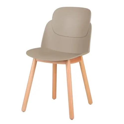 2 Chaises TULIPE - Coque beige et pieds bois - Livrées montées