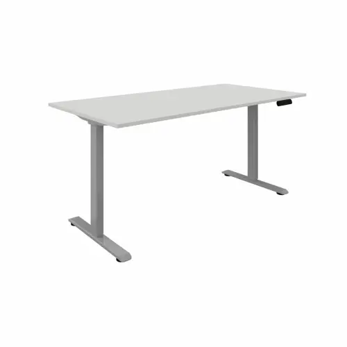 Bureau assis-debout motoris&eacute; Apollo - L160 - Blanc / Aluminium 