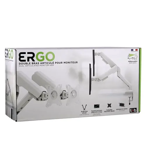 Bras porte-&eacute;cran double articul&eacute; Ergo Line Noir 