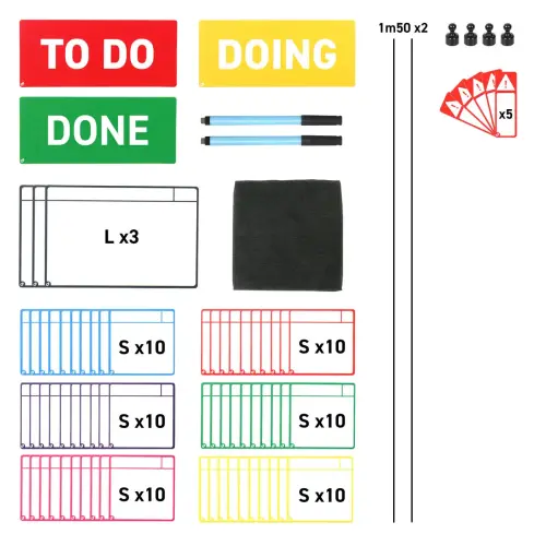 Cartes magnétiques pour tableau Scrum - 3 colonnes - Djois