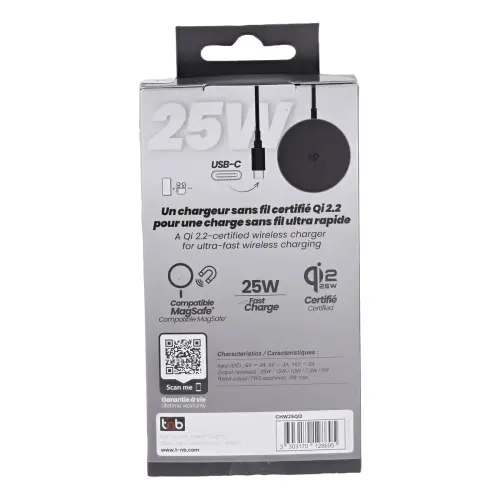 Chargeur à induction - 25W - Noir - T'nB
