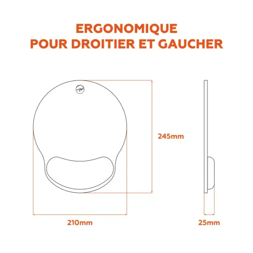 Tapis de souris avec repose-poignet - Ergonomique - Noir - Mobility Lab