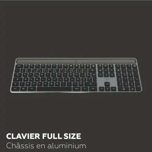 Clavier solaire - Sans fil - Azerty - Noir - Mobility Lab