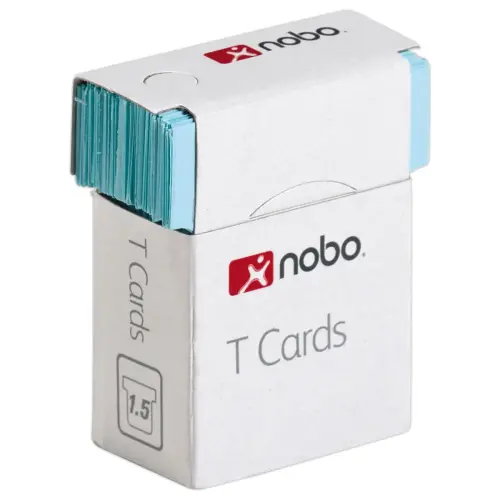 100 Fiches T pour planning - Taille 1,5 - Bleu clair - Nobo