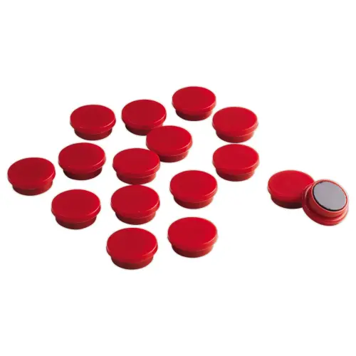 16 Aimants ronds - &Oslash; 9 mm - Rouge 