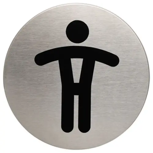 Plaque de porte ronde avec pictogramme - Toilettes hommes - Durable