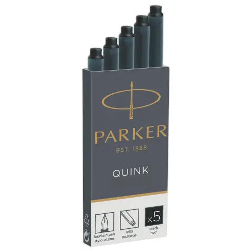5 Cartouches d'encre PARKER Quinck pour Stylo plume - Noir