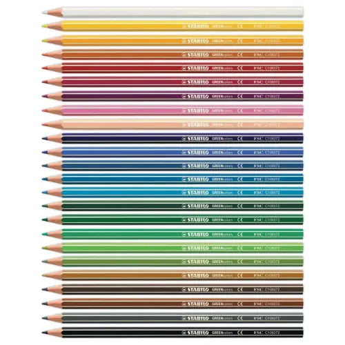12 Crayons de couleur GREENcolors - Bois FSC&reg; - Couleurs assorties - STABILO 