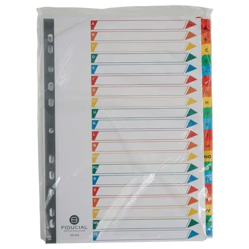 Jeu d'intercalaires alphab&eacute;tiques A4 20 onglets multicolores - FIDUCIAL 
