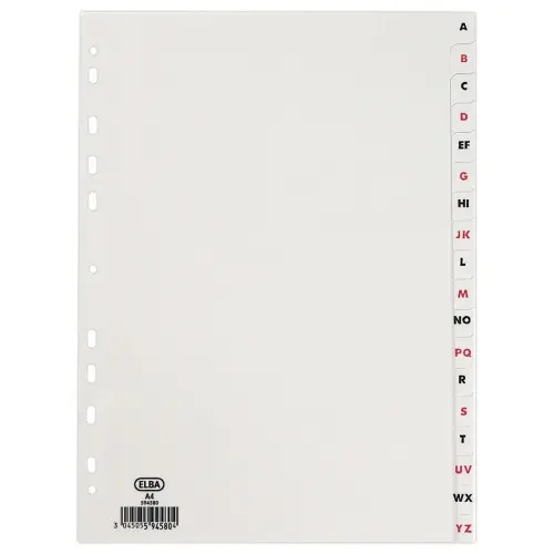jeu d'intercalaires alphabétiques ELBA - Carte blanche 180 g - A4 - 18 onglets bicolores