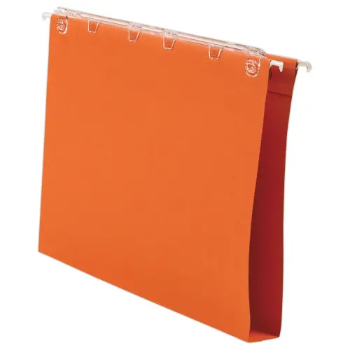 25 Dossiers suspendus pour tiroirs kraft recyclé - Fond 30 mm - Orange