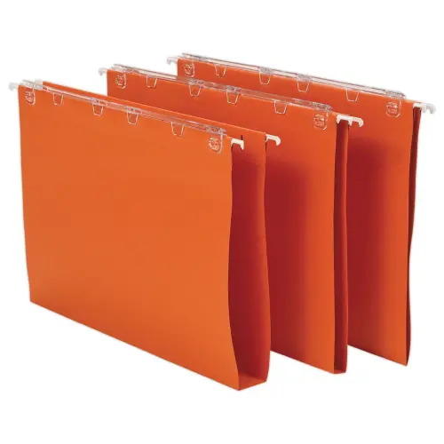 25 Dossiers suspendus pour tiroirs kraft recyclé - Fond 30 mm - Orange