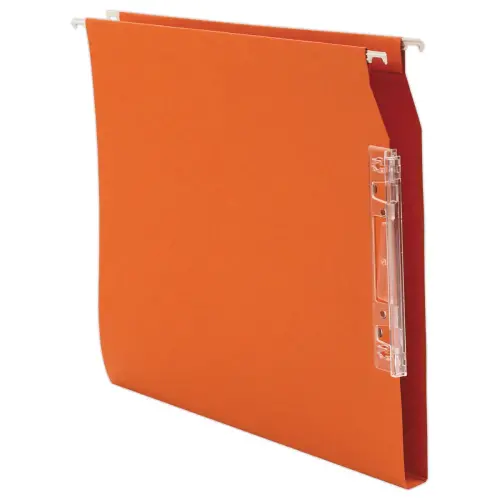 25 Dossiers suspendus pour armoires - kraft recycl&eacute; - Fond 30 mm - Orange 