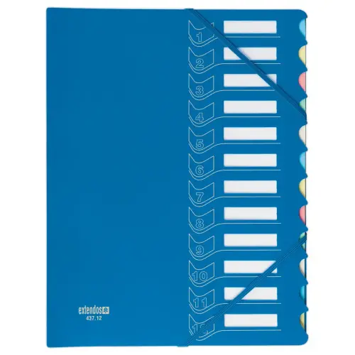 Trieur chemise bi-matière - 12 compartiments - EXTENDOS