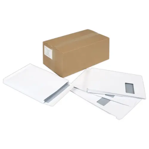 200 Pochettes à soufflet - kraft blanc - 120g - 229x324mm à fenêtre - GPV