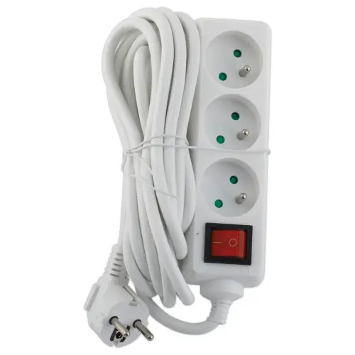 Multiprise 3 prises - Avec interrupteur - C&acirc;ble de 4 m 