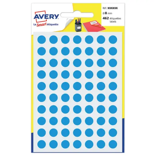 Etui de 490 pastilles gommettes bleues - Ø 8 mm - AVERY