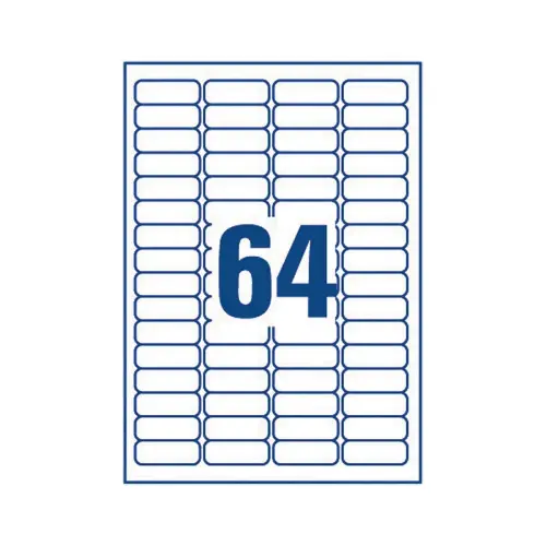 100 Planches de 64 mini-étiquettes blanches - 45.7 x 16.9 mm - AVERY