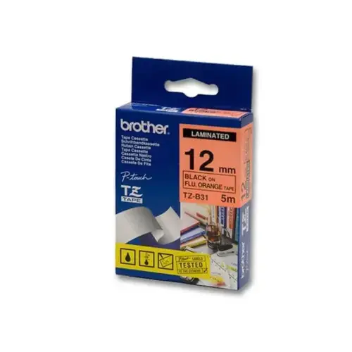Ruban pour titreuse BROTHER 12mm - noir/orange - TZEB31 