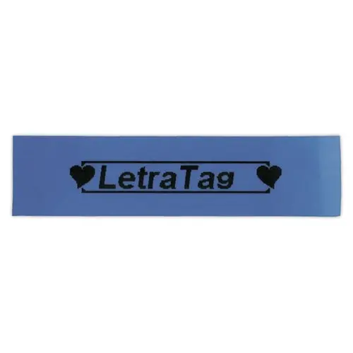 Ruban plastique Letratag - 12 mm - texte noir sur fond bleu