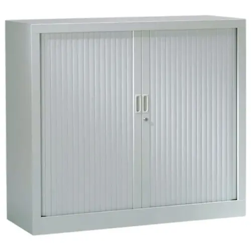 Armoire basse à rideaux - 100 x 120 cm - Gris clair