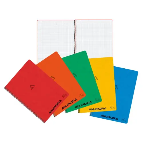 Cahier spirale Buroclass 21x29,7 cm, 120p, 5x5, 80g, 120 pages - Aurora 