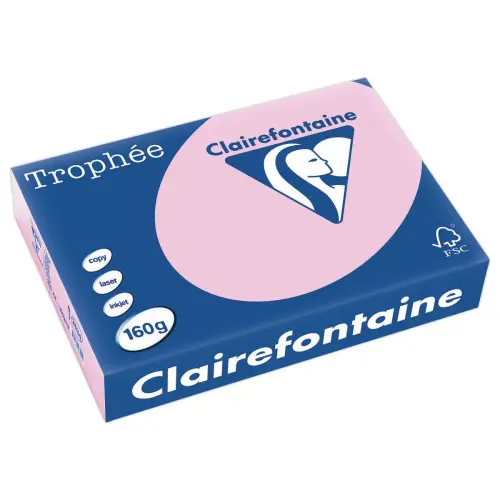 Ramette de 250 feuilles papier A4 color&eacute; rose pastel - Clairefontaine 