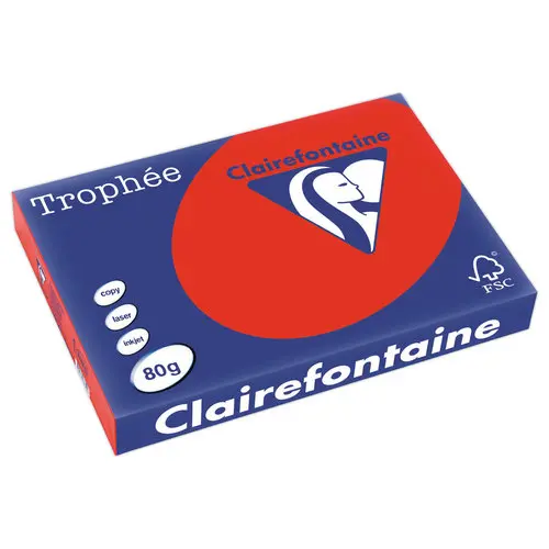 Ramette de papier Trophée - A3 - 80g - Rouge corail - Clairefontaine