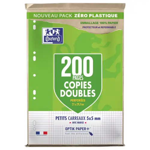 50 Copies doubles perforées - A4 - Petits carreaux - 90g - Oxford
