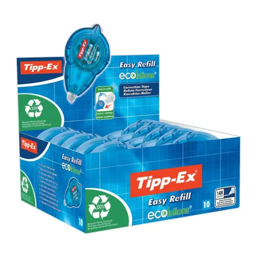 3 Correcteurs &agrave; sec Easy Refill ECOlutions + 1 offert - Bande L 14 m x l 5 mm - Rechargeable - Tipp-Ex 