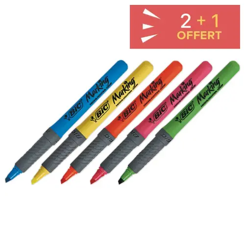 2 Surligneurs à grip Brite Liner - Vert - BIC