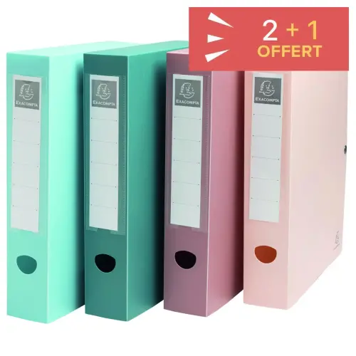 2 Boîtes de classement Skandi + 1 offerte - dos 6 cm - couleur aléatoire - Exacompta