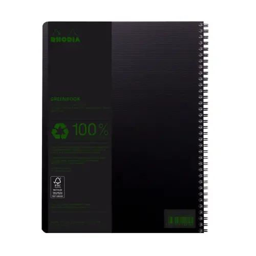 4 Cahiers Rhodia polypropylène recyclé + 1 offert - 160 pages A4+ Ligné. Noir