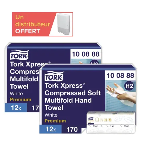 24 paquets (2 cartons de 12) Tork Xpress M H2 + 1 distrib H2 offert