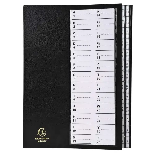 Trieur à onglets cavaliers 26 compartiments Alphanumériques - A4 - Noir - EXACOMPTA