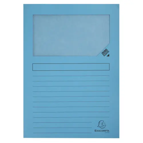 Paquet de 100 chemises à fenêtre SUPER 160 g/m2 - 22 x 31 cm - Bleu vif - Exacompta