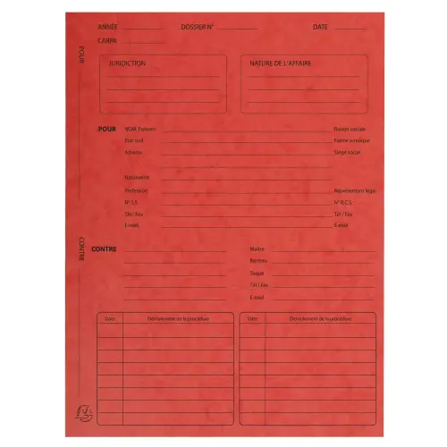 Paquet de 25 dossiers de proc&eacute;dure carte lustr&eacute;e 25x32cm - Rouge - EXACOMPTA 