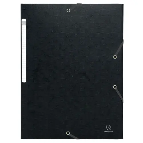 Chemise 3 rabats à élastiques Maxi Capacity carte lustrée 600g/m2 Scotten ®- A4 - Noir - EXACOMPTA