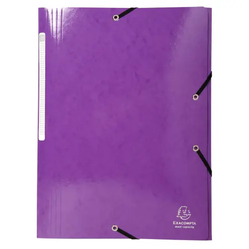 Chemise à élastiques 3 rabats Maxi capacity carte lustrée pelliculée 425gm² Iderama A4 - Violet - EXACOMPTA