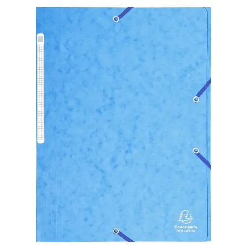 Chemise à élastiques Maxi capacity carte lustrée 425gm² - A4 - Turquoise - EXACOMPTA