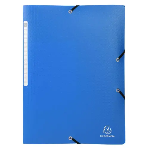 Chemise à élastiques 3 rabats PP OPAK - A4 - Bleu - EXACOMPTA