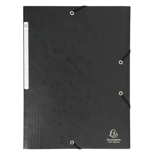 Chemise à élastiques Maxi capacity carte lustrée 425gm² - A4 - Noir - EXACOMPTA