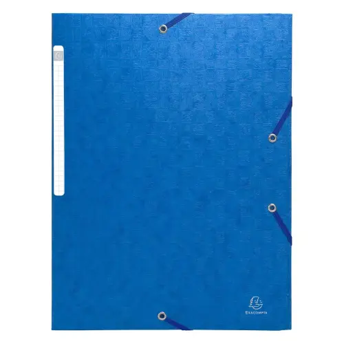 Chemises à élastiques carte lustrée 3 rabats monobloc - Bleu - EXACOMPTA